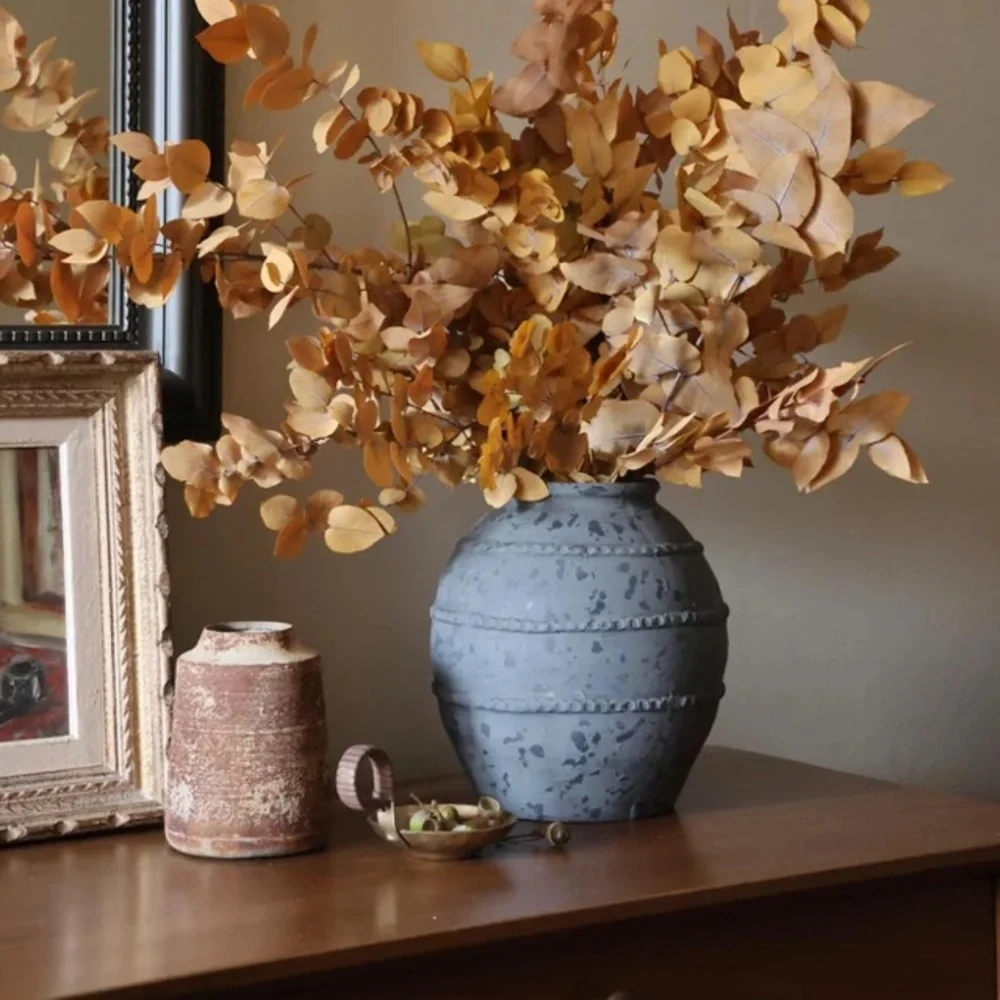 terracotta grace vase‎ art handmade charcoal gray spotted home decor neutral